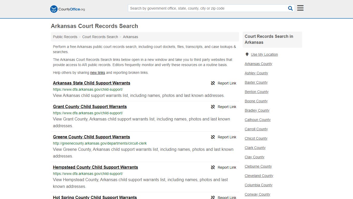 Arkansas Court Records Search - County Office