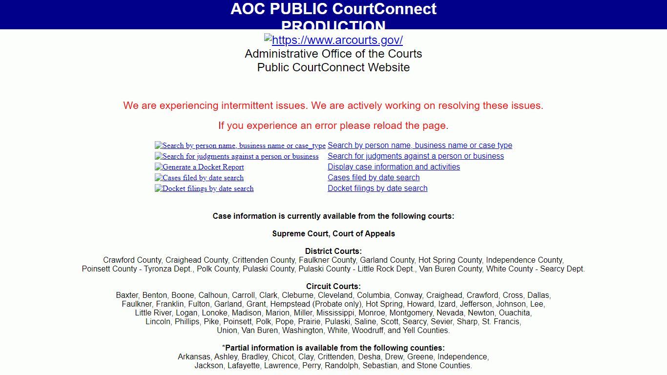 AOC PUBLIC CourtConnect - arcourts.gov